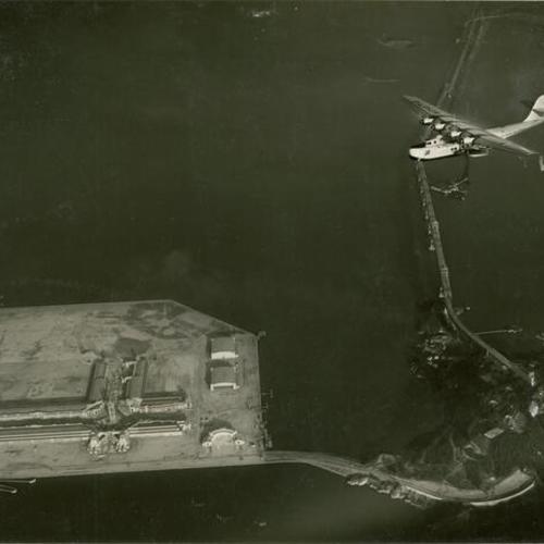 [Pan American Clipper Flying over Treasure Island]
