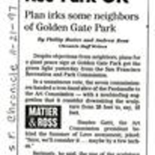 Big Peace Sign..., SF Chronicle, November 21 1997, 1 of 2