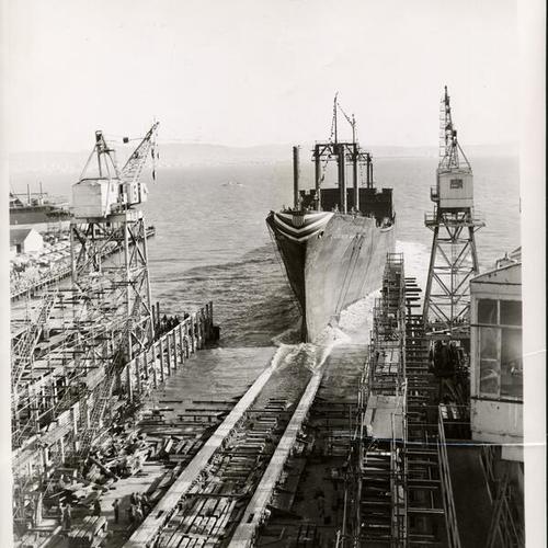 ["Evergreen Mariner" being launched at Bethlehem Pacific Shipyard]