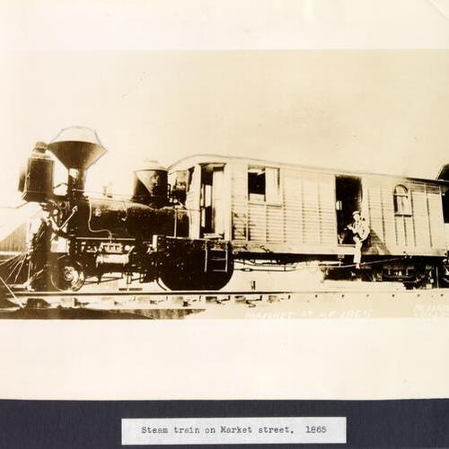 Steam train on Market street.  1865