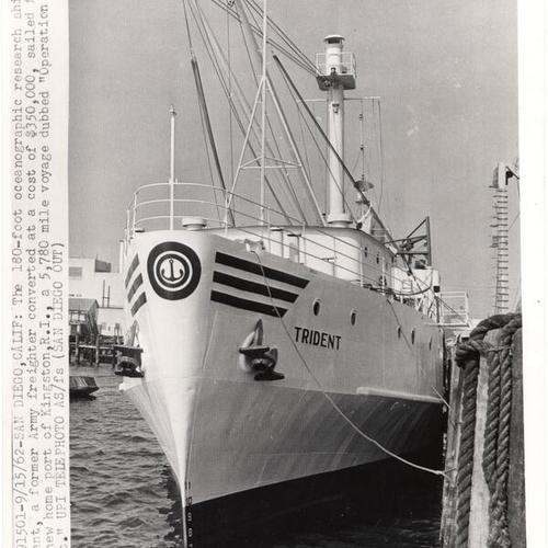 [Former Army freighter converted to oceanographic research ship "Trident"]