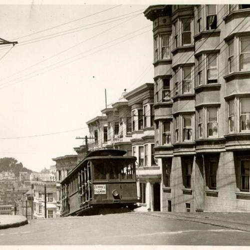 [Cable car on Fillmore Street]