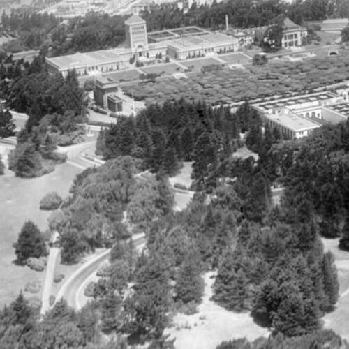 [Aerial view of Music Concourse in Golden Gate Park]