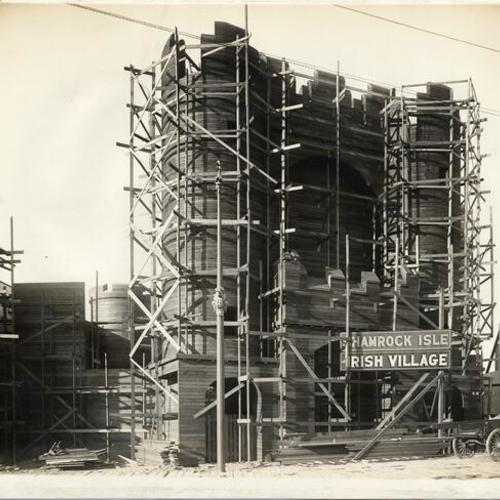 [Construction of Irish Village in The Zone at the Panama-Pacific International Exposition]