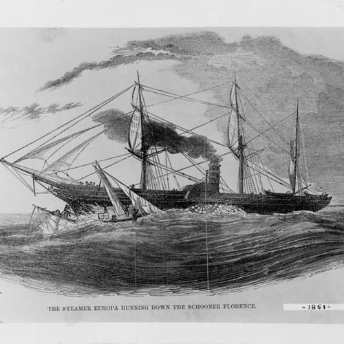 [Engraving of "The Steamer Europa Running Down The Schooner Florence"]