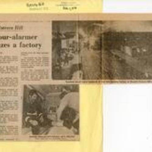 Four-alarmer razes a factory; Sunday Examiner & Chronicle; Feb.1, 1976