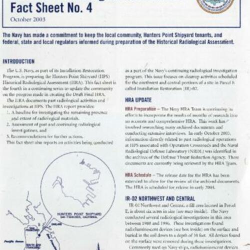 Hunters Point Shipyard Historical Radiological Assessment Fact Sheet No. 4