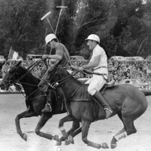 [Enrique Alberdi and Larry Sherrin play polo in Golden Gate Park]