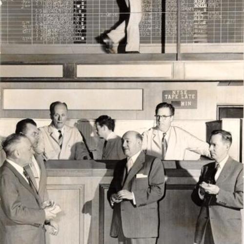 [Group of men at the San Francisco Stock Exchange]