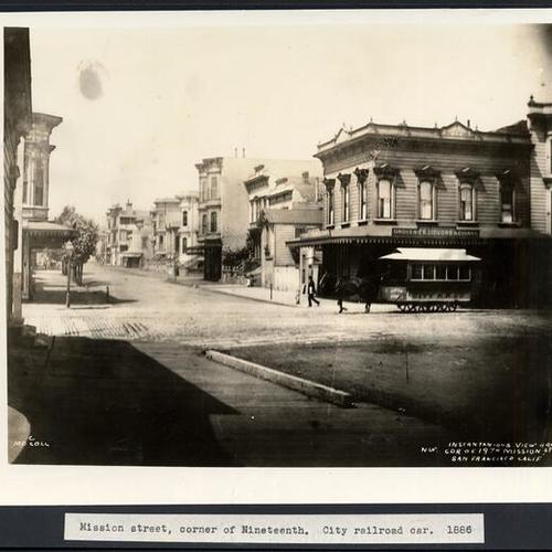 Mission street, corner of Nineteenth. City railroad car. 1886