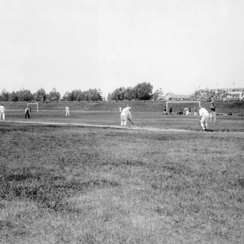 [Cricket game being played at Golden Gate Park]