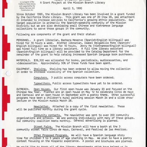 Midterm Report to SFPL Commission..., April 3 1990