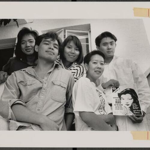 Asian Insights magazine staff  (Left to Right) Nancy Lam, Anrew Lam, Jennifer Do, Corinna Pu, and Hai Dai Nguyen holding first edition