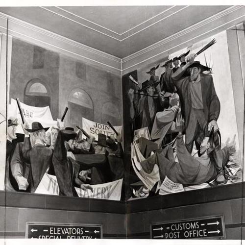 [Mural 'Sand Lot Riots' by artist Anton Refregier at the Rincon Annex Post Office]