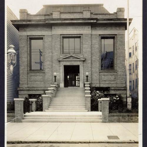 San Francisco. Public Library. Park branch no. 5. Exterior. South side Page street, between Cole and Shrader streets. Circa, 1916