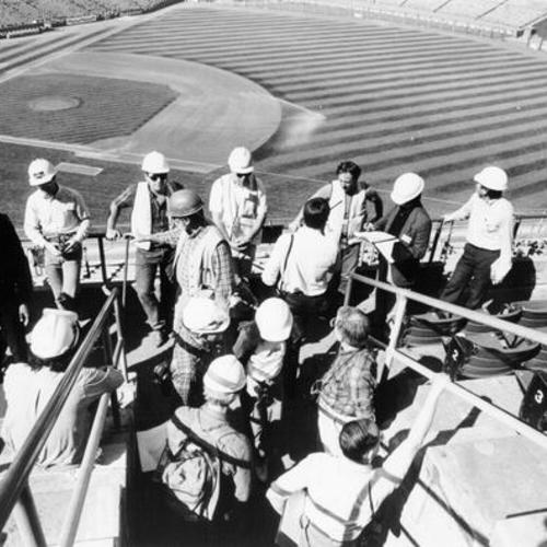 [Work crew at Candlestick Park during the aftermath of Loma Prieta earthquake]
