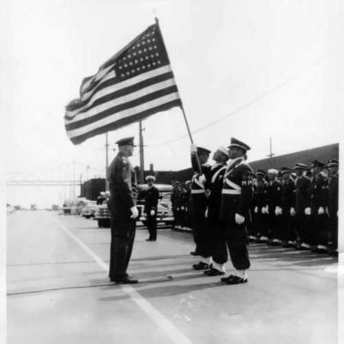 [Ceremony at Treasure Island marking the formal activation of the Armed Services Police Detachment serving the San Francisco-East Bay areas]