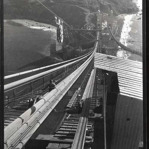 [Cable spinning work for Golden Gate Bridge]