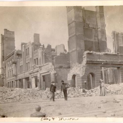 [Ruins of the Y.M.C.A building at Ellis and Mason streets destroyed in the earthquake and fire of 1906]