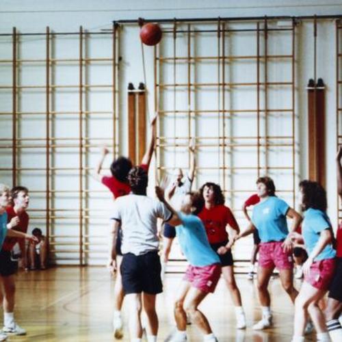 [Team San Francisco is playing basketball at the Gay Games in Vancouver in 1990]