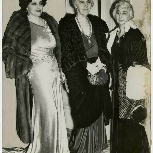 Claudia Muzio, Mrs. Herbert Hoover, and Mrs. Wallace Alexander (left to right) at the opera