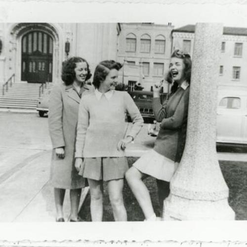 [Pat with friends at Lone Mountain Campus, San Francisco College for Women]
