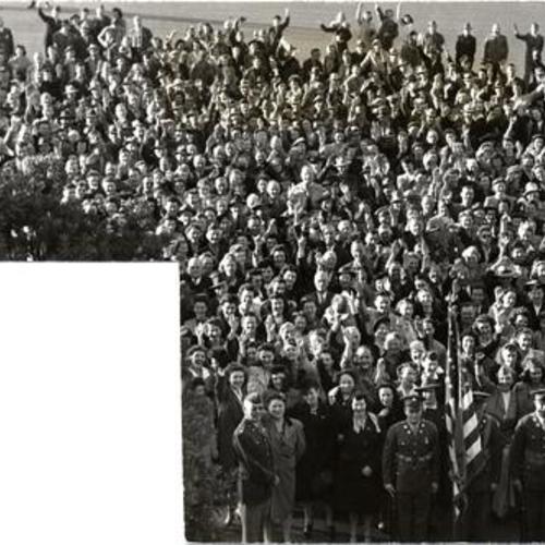 [Group photo of civilian Army employees at Fort Mason]