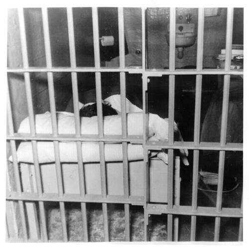 [Alcatraz Prison cell from which convict Frank Lee Morris escaped]