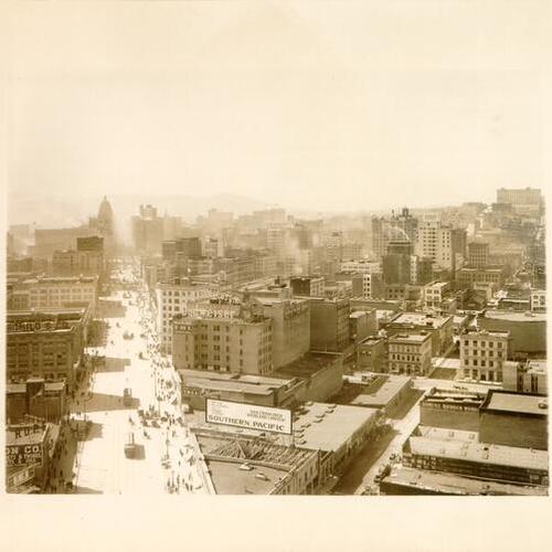 [View of San Francisco, looking west down Market Street]