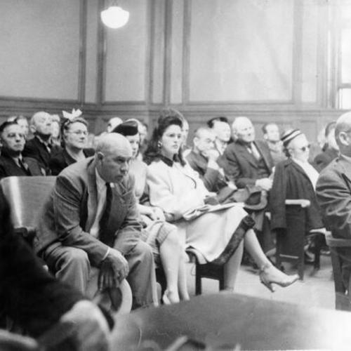 [Courtroom scene at Harry Bridges divorce trial]
