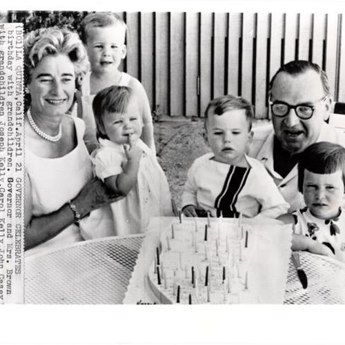 [Governor Edmund G. Brown celebrating birthday with grandchildren]