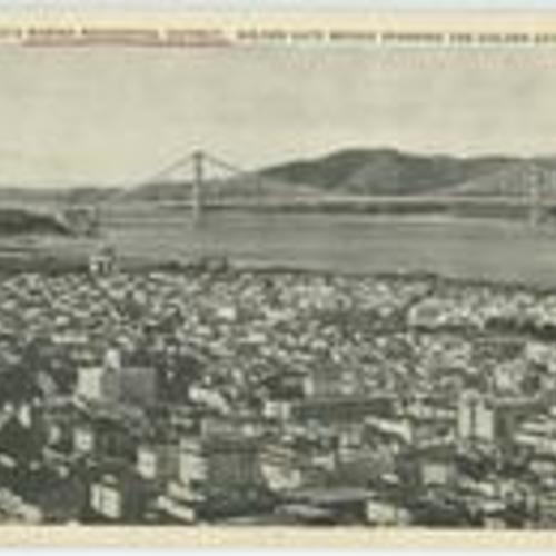 [San Francisco's Marina Residential District Golden Gate Bridge Spanning the Golden Gate]