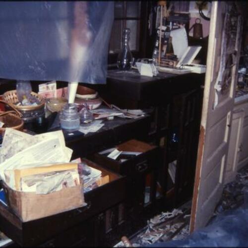 [Dining Room in Harry Hay's house after fire]