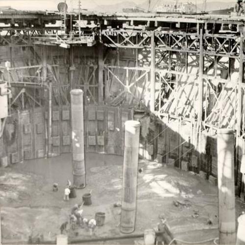 [Construction of the south pier of the Golden Gate Bridge]