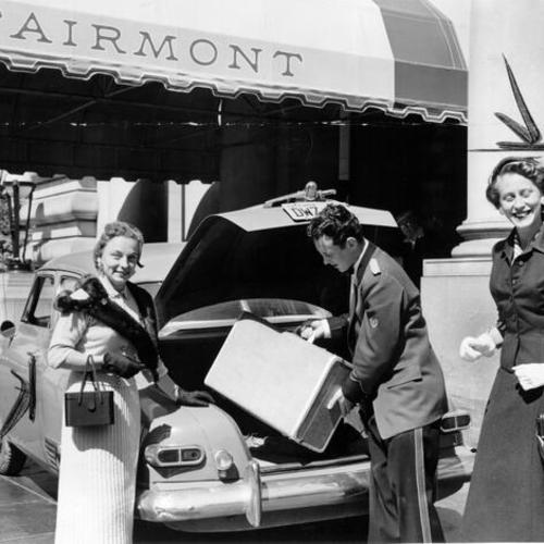 [Eleanore R. Botsford and Florence Weiner arriving for stay at the Fairmont Hotel]