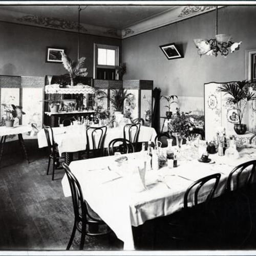 [View of the dinning room at Hotel Terminal located at Haight and Stanyan streets]
