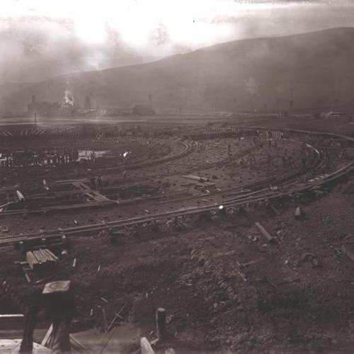 Railroad construction in progress at Visitacion Valley