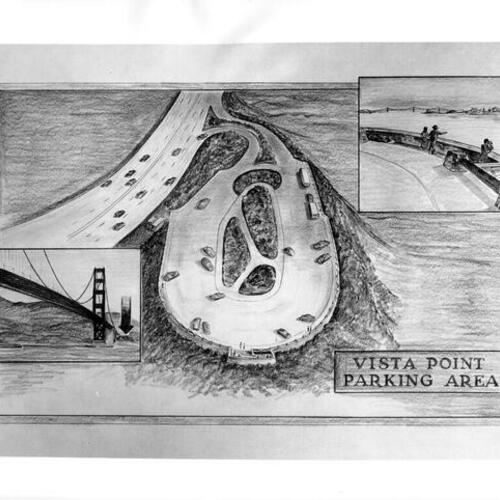 [Architect's sketch showing the projected view of Vista Point parking area]