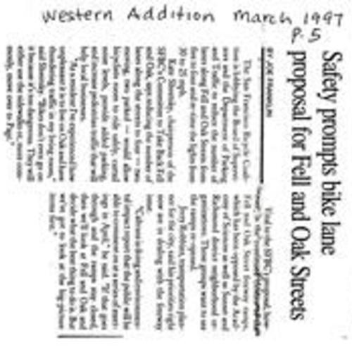 Safety Prompts Bike Lane Proposal For Fell and Oak Streets, Western Addition, Page 5, March 1997