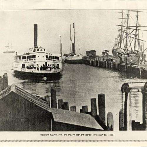 Ferry landing at the foot of Pacific Street in 1867