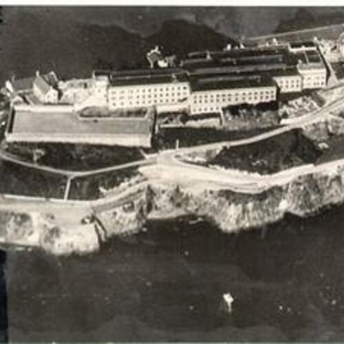 [Aerial view of Alcatraz Prison]