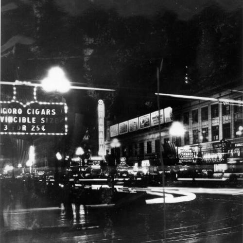 [Market Street outside the Granada Theater at night]