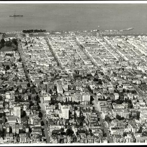 [Aerial view of Pacific Heights and the Marina District]