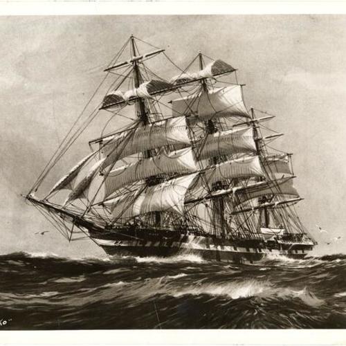 [Painting of sailing ship "Piako"]