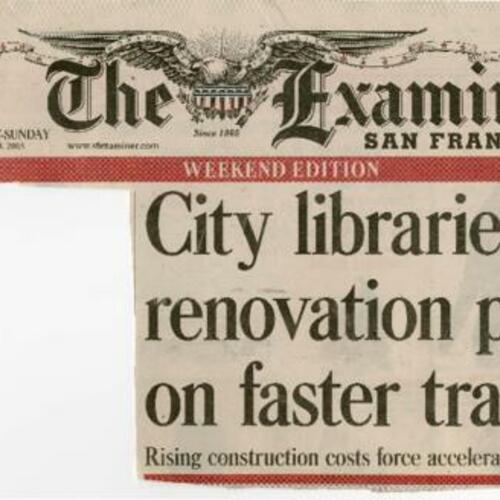 City libraries' renovation plan on faster track Examiner news article 2005
