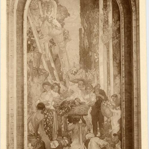 [Mural titled "Fruit Pickers" at the Panama-Pacific International Exposition]