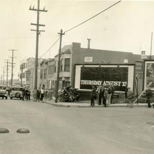 [Scene of car accident on Mission Street at Guttenberg]