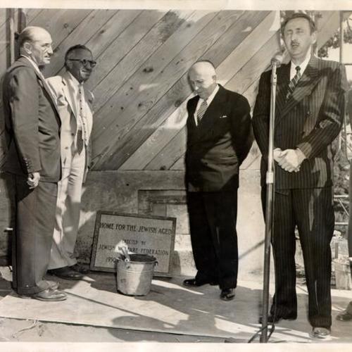 [Ceremony marking beginning of construction of home for Jewish aged]
