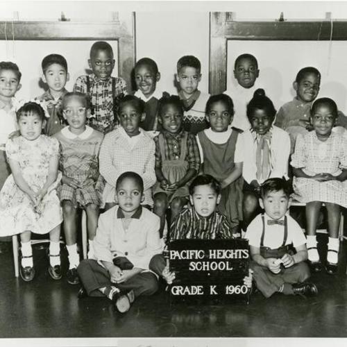[Monica's kindergarten class photo from Pacific Heights Elementary School in 1960]