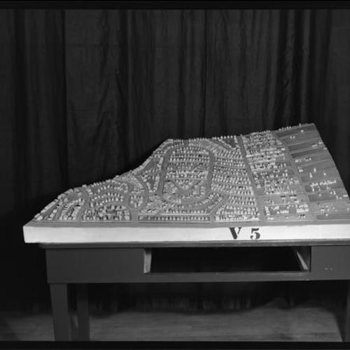 Construction of WPA San Francisco Scale Model: Panel section showing city blocks and houses
